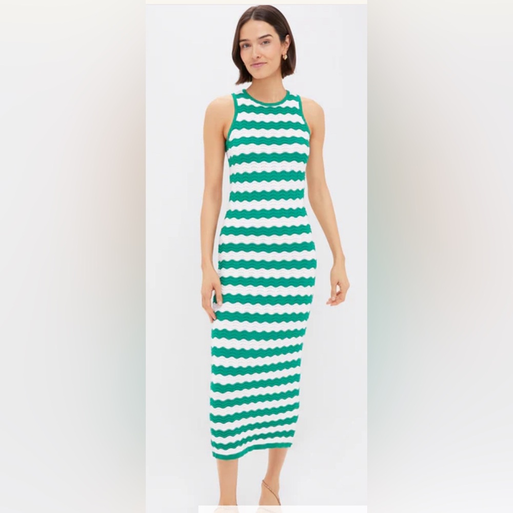 Chic Strapless Green and White Dress